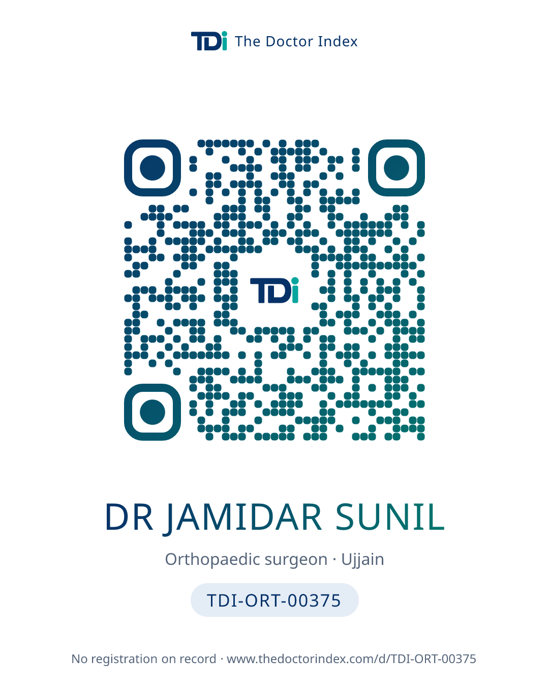 QR card for Dr Jamidar Sunil, TDI-ORT-00375