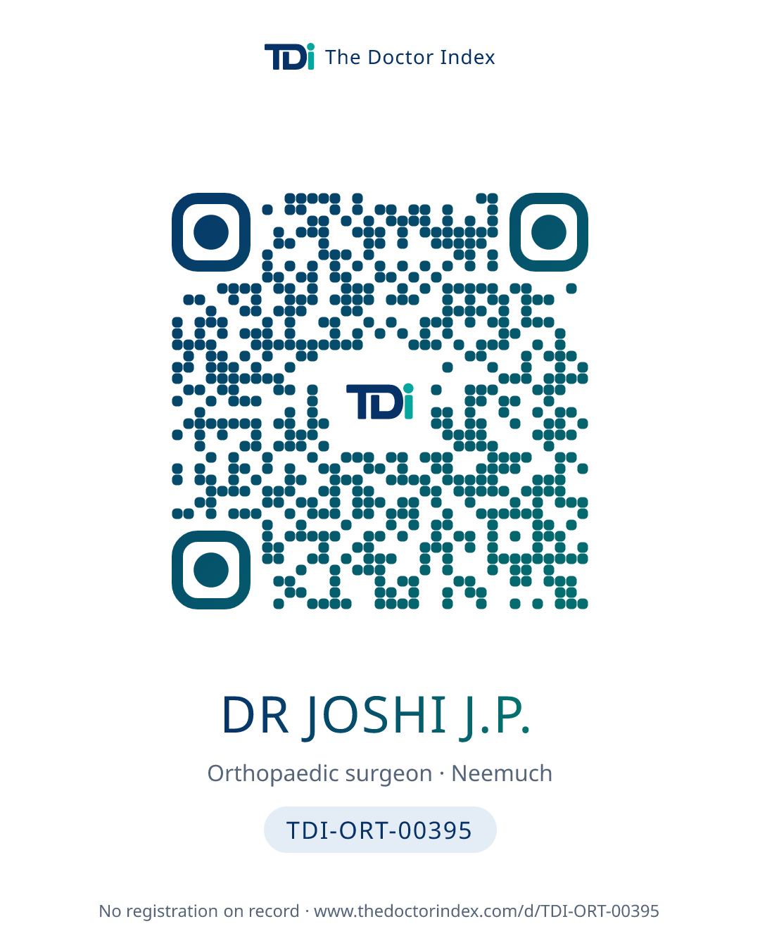 QR card for Dr Joshi J.P., TDI-ORT-00395