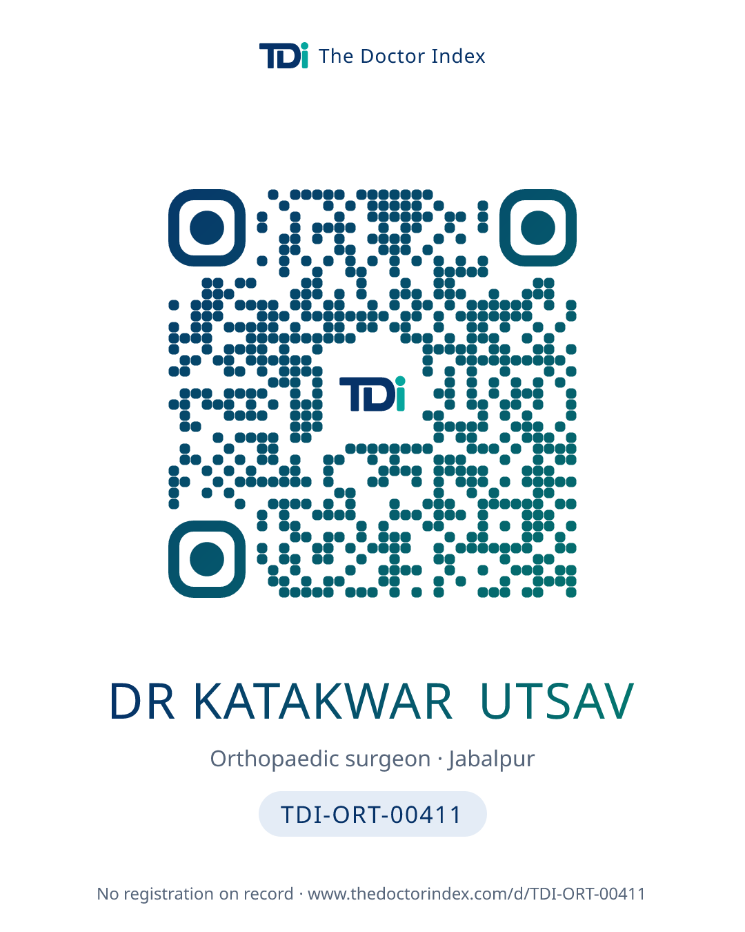 QR card for Dr Katakwar Utsav, TDI-ORT-00411