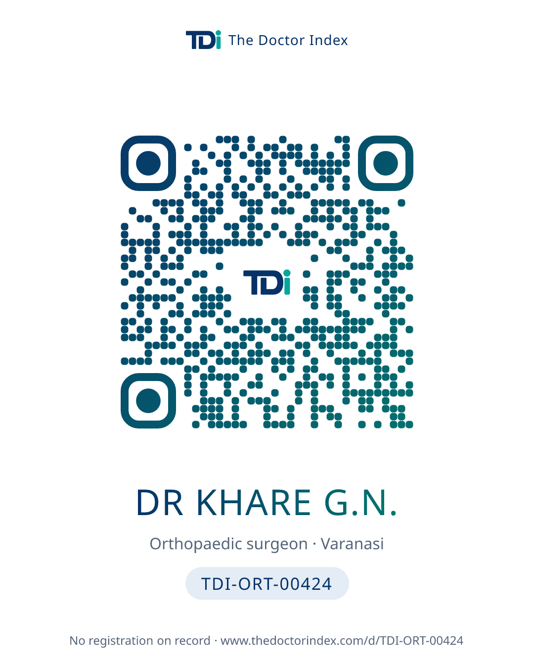 QR card for Dr Khare G.N., TDI-ORT-00424
