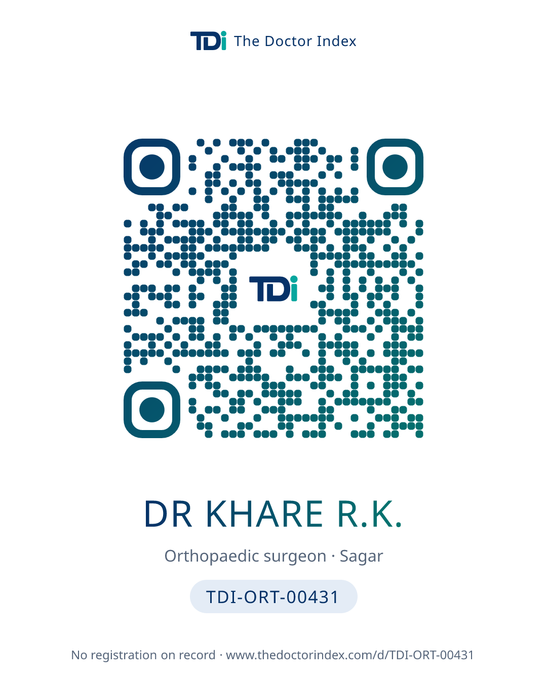 QR card for Dr Khare R.K., TDI-ORT-00431