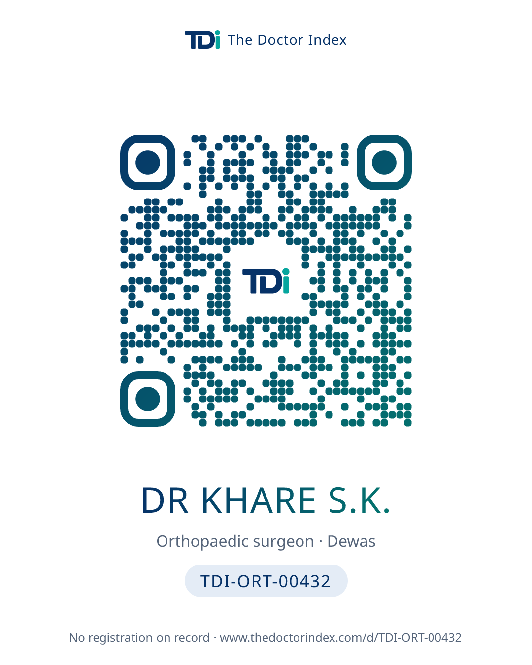 QR card for Dr Khare S.K., TDI-ORT-00432
