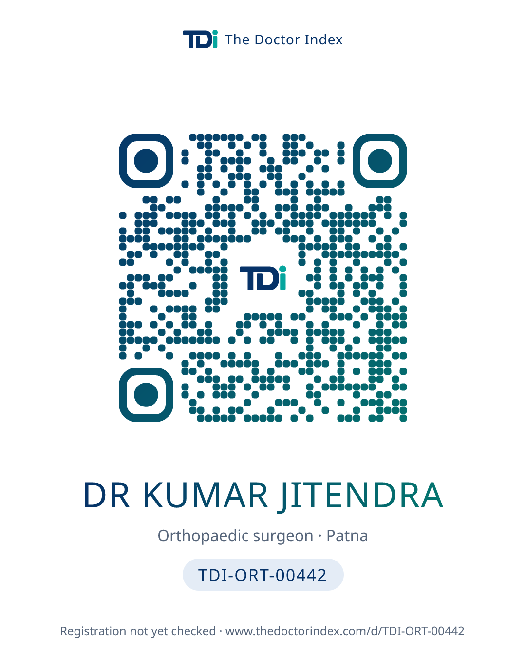 QR card for Dr Kumar Jitendra, TDI-ORT-00442