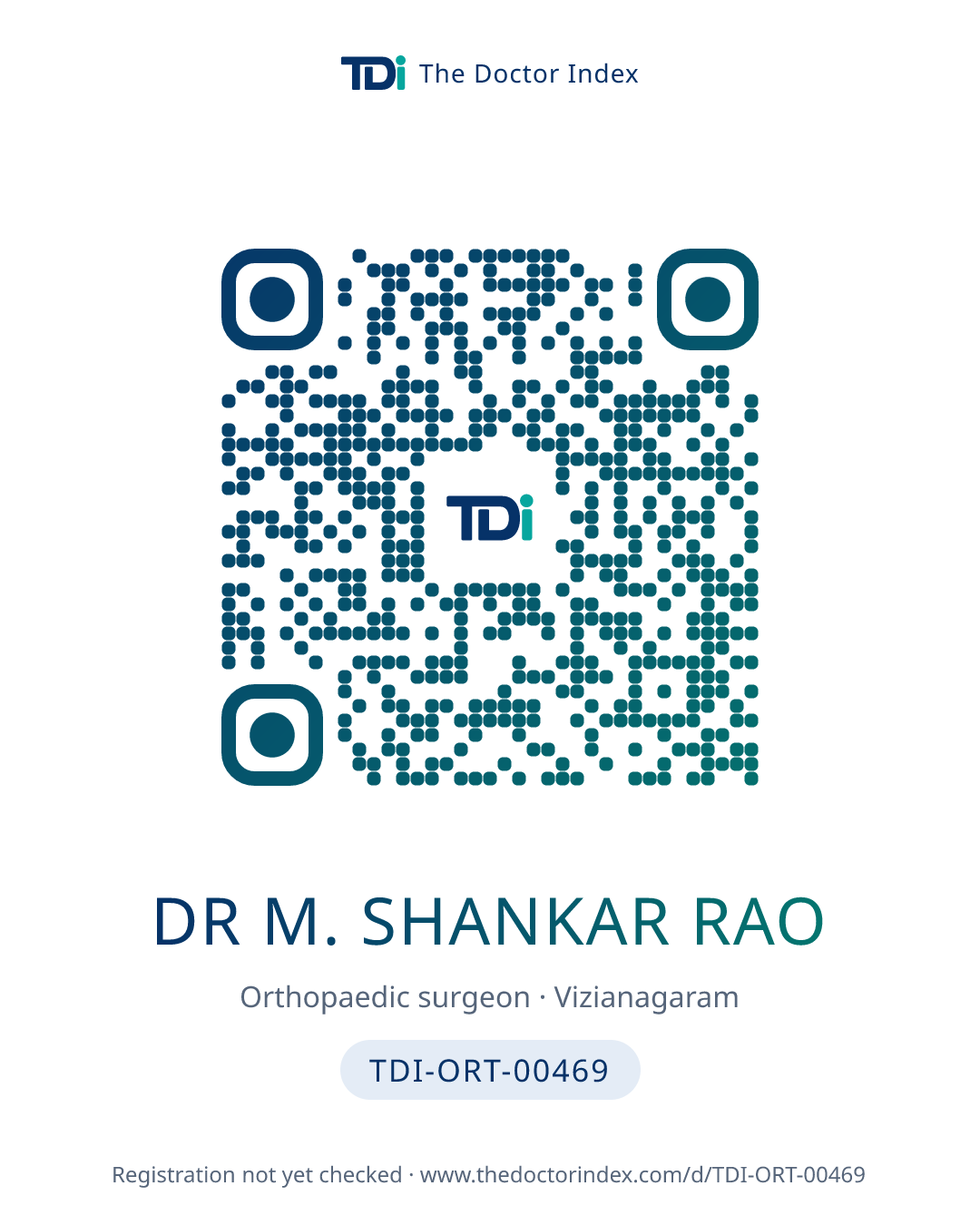QR card for Dr M. Shankar Rao, TDI-ORT-00469