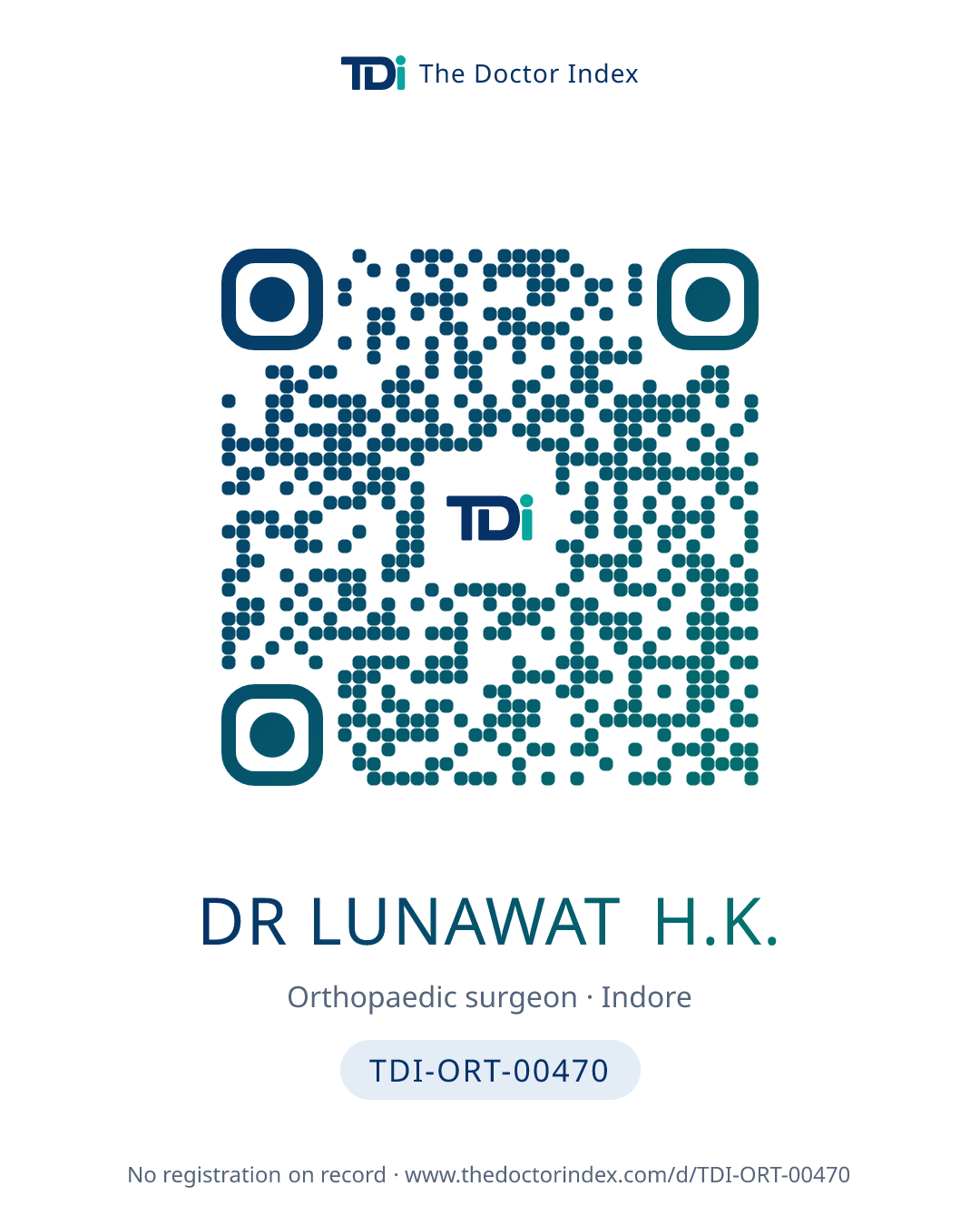 QR card for Dr Lunawat H.K., TDI-ORT-00470
