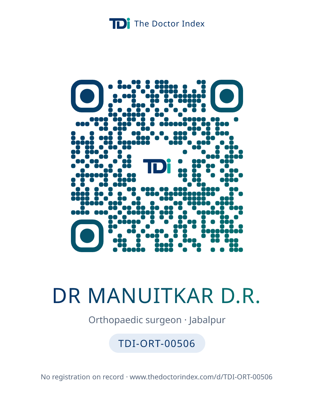 QR card for Dr Manuitkar D.R., TDI-ORT-00506
