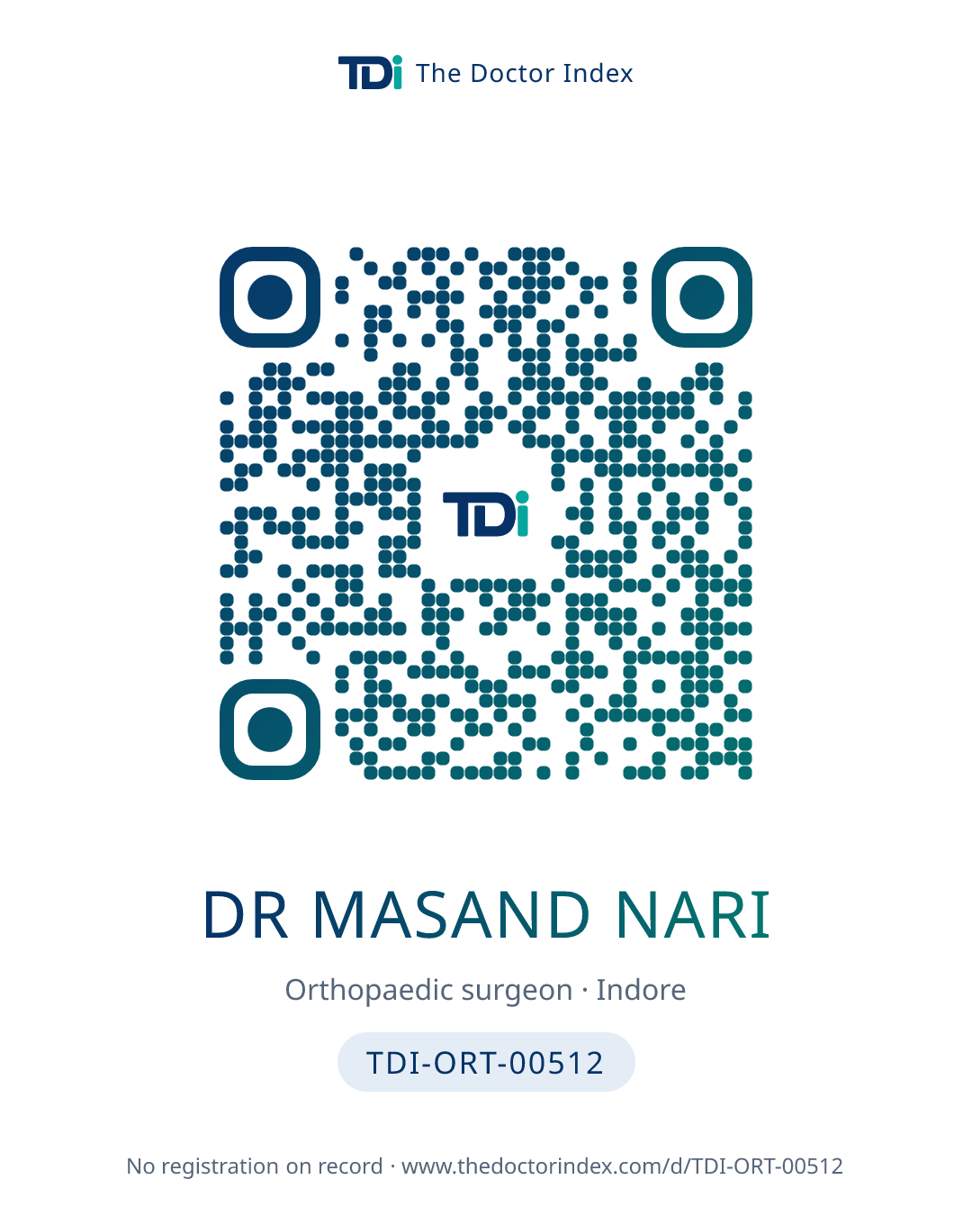 QR card for Dr Masand Nari, TDI-ORT-00512