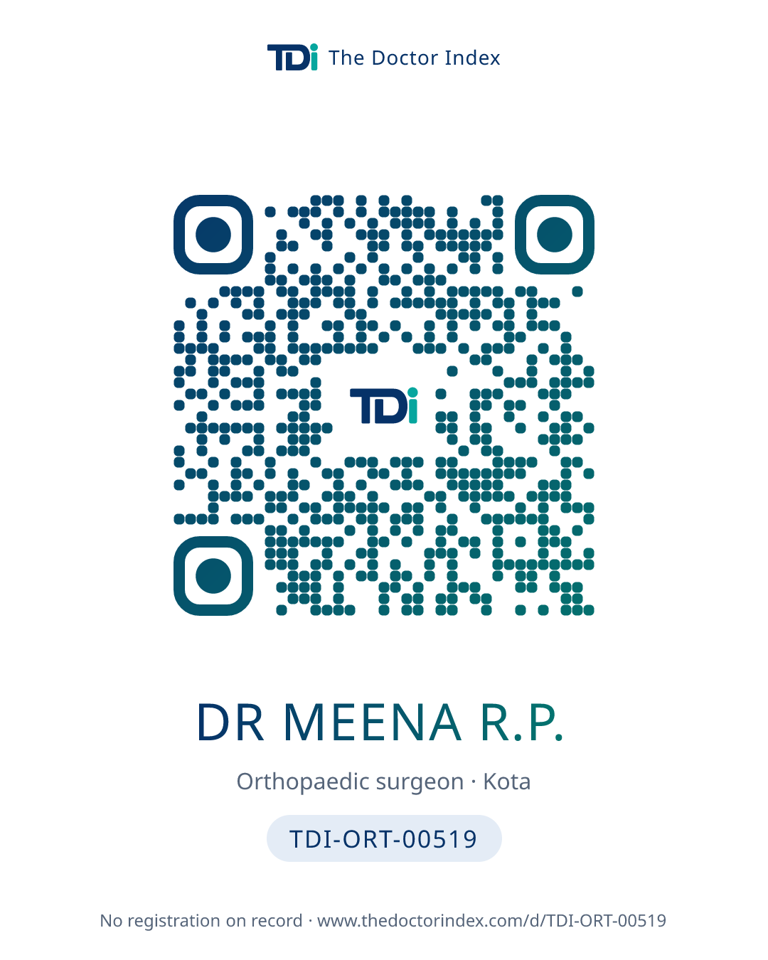 QR card for Dr Meena R.P., TDI-ORT-00519