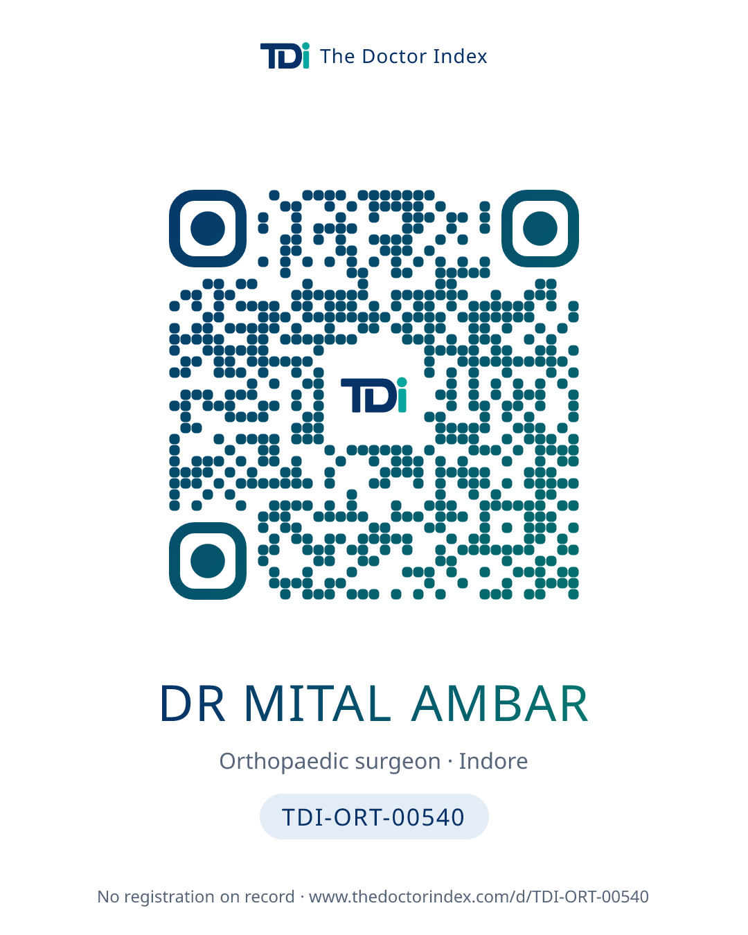 QR card for Dr Mital Ambar, TDI-ORT-00540