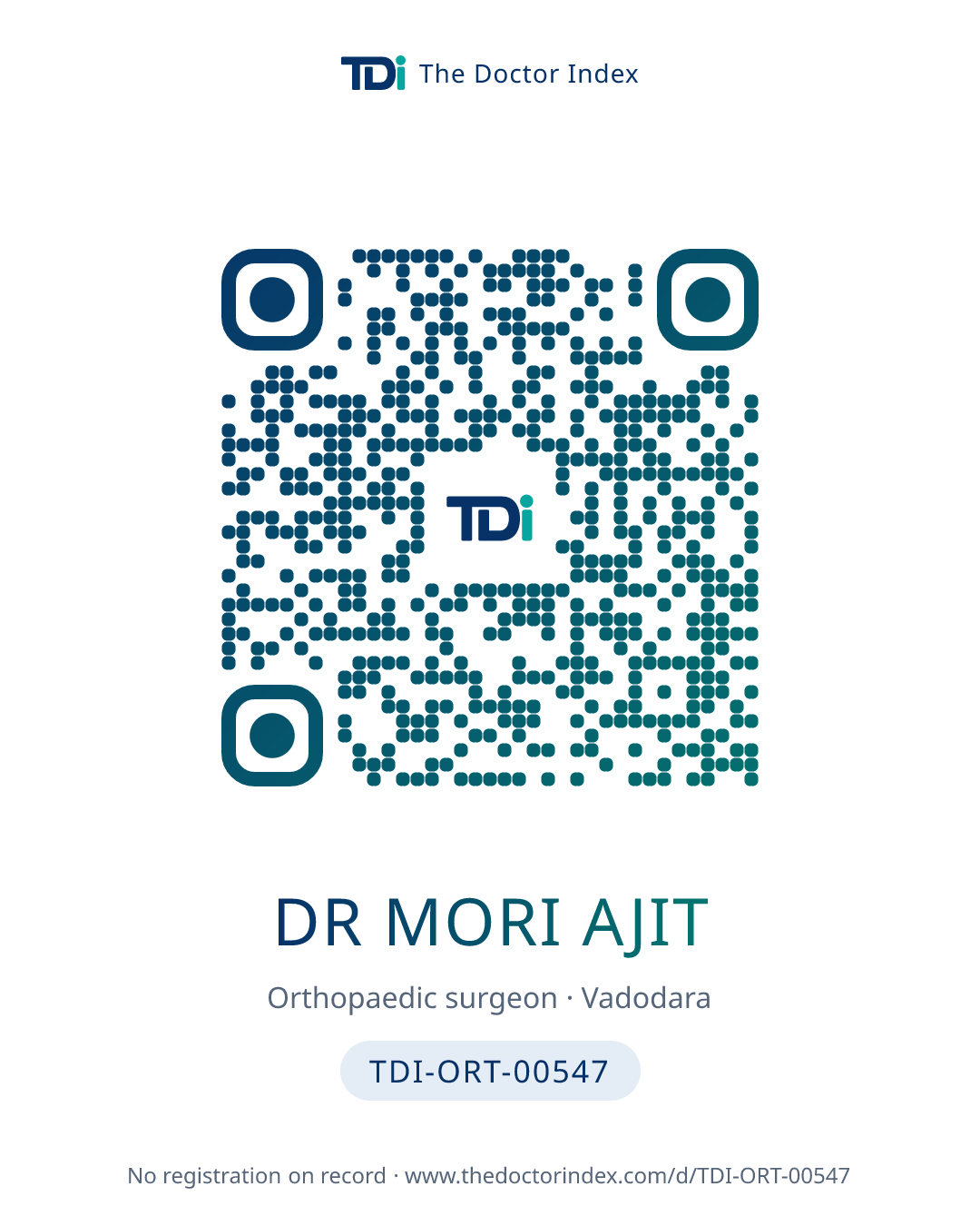 QR card for Dr Mori Ajit, TDI-ORT-00547