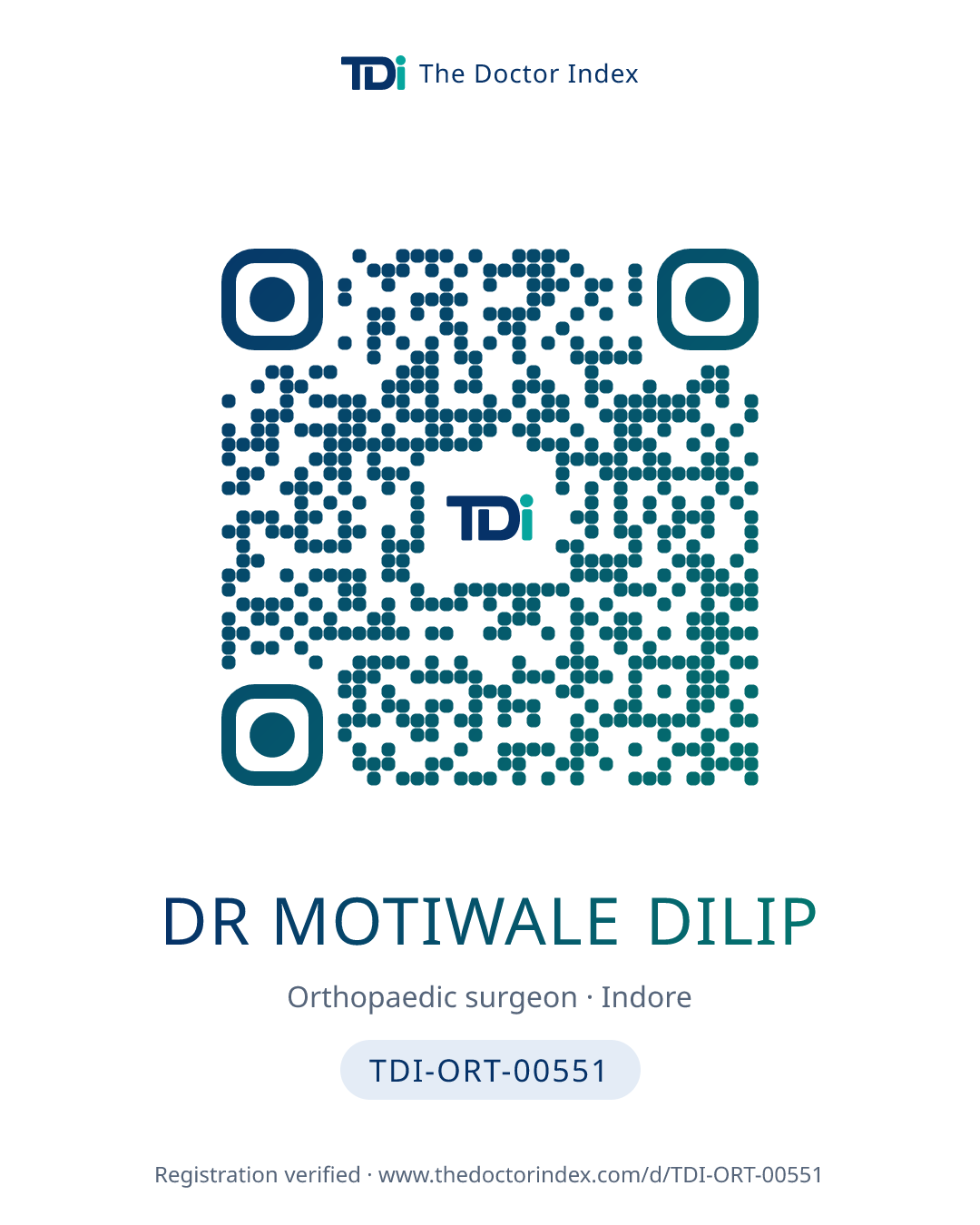 QR card for Dr Motiwale Dilip, TDI-ORT-00551