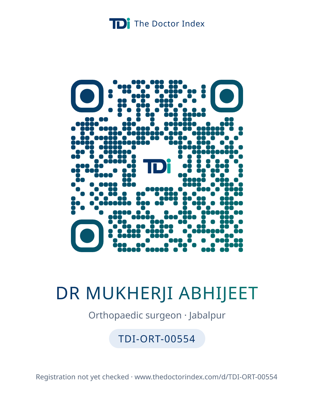 QR card for Dr Mukherji Abhijeet, TDI-ORT-00554