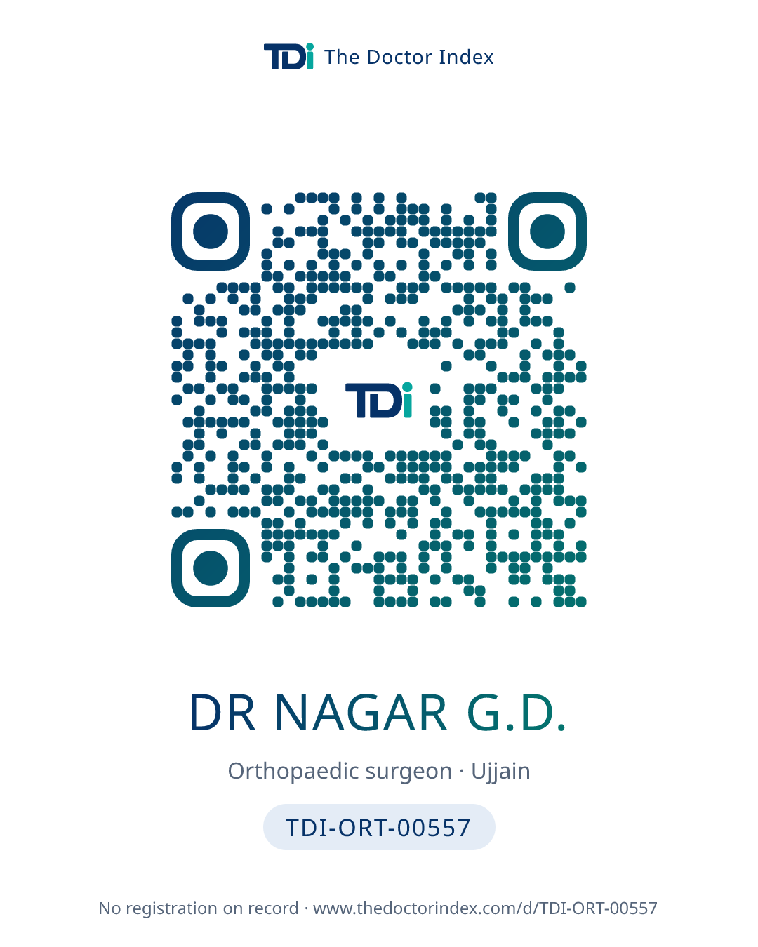 QR card for Dr Nagar G.D., TDI-ORT-00557