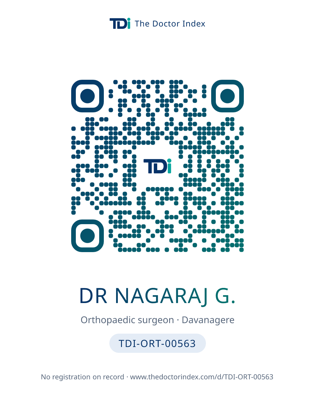 QR card for Dr Nagaraj G., TDI-ORT-00563
