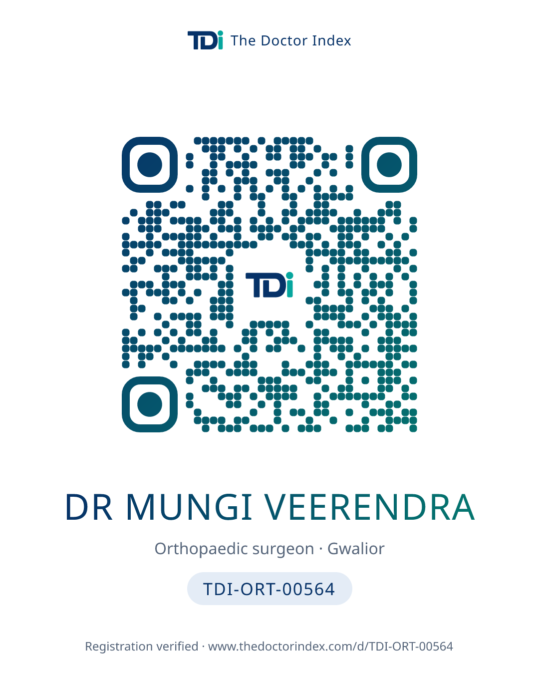 QR card for Dr Mungi Veerendra, TDI-ORT-00564