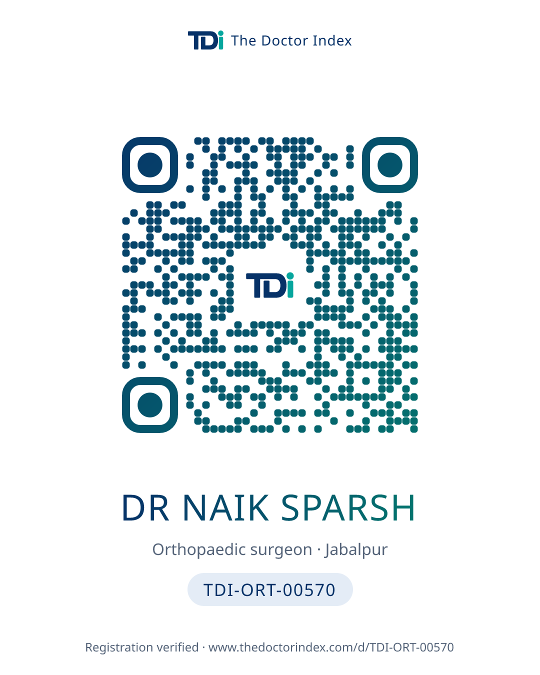 QR card for Dr Naik Sparsh, TDI-ORT-00570