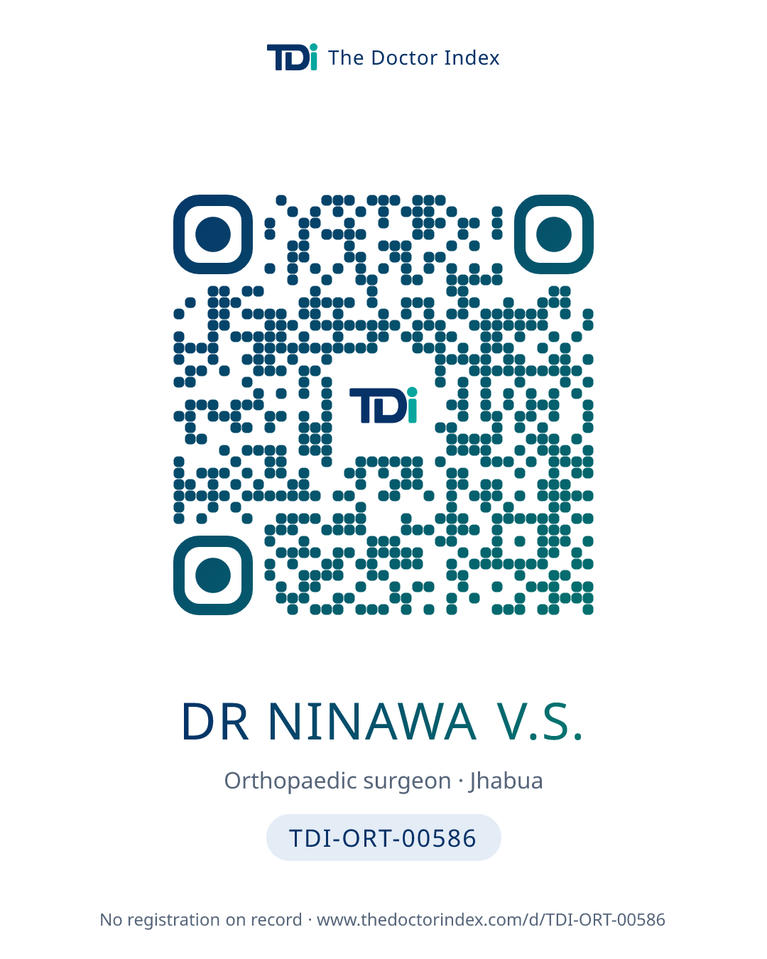 QR card for Dr Ninawa V.S., TDI-ORT-00586