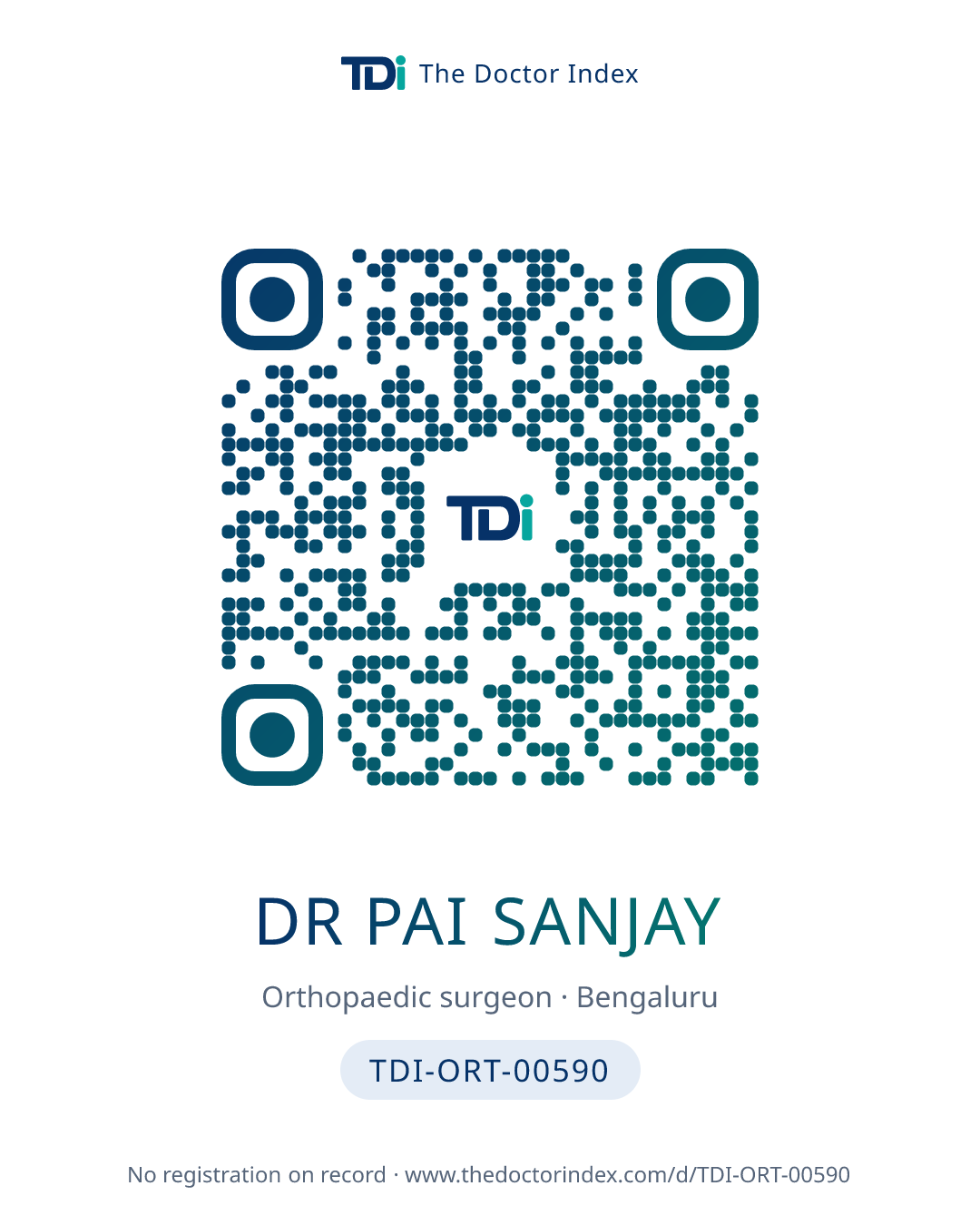 QR card for Dr Pai Sanjay, TDI-ORT-00590