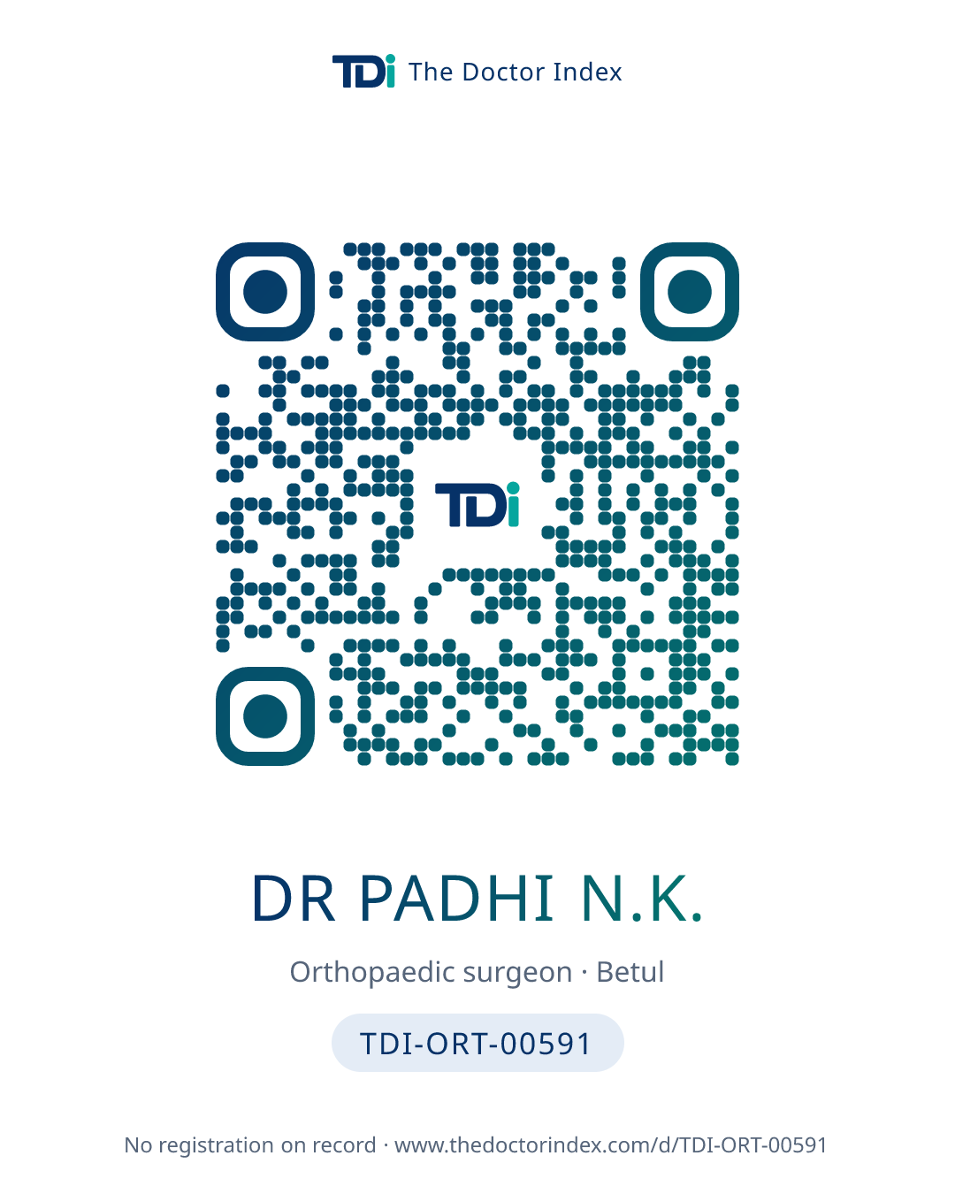 QR card for Dr Padhi N.K., TDI-ORT-00591