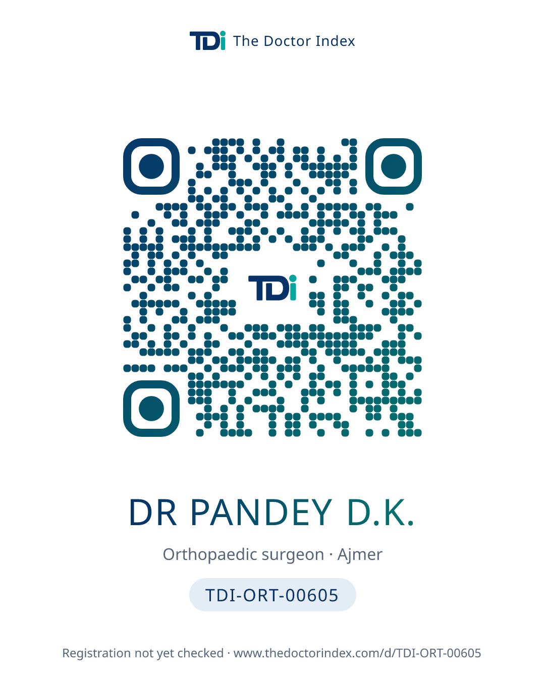 QR card for Dr Pandey D.K., TDI-ORT-00605