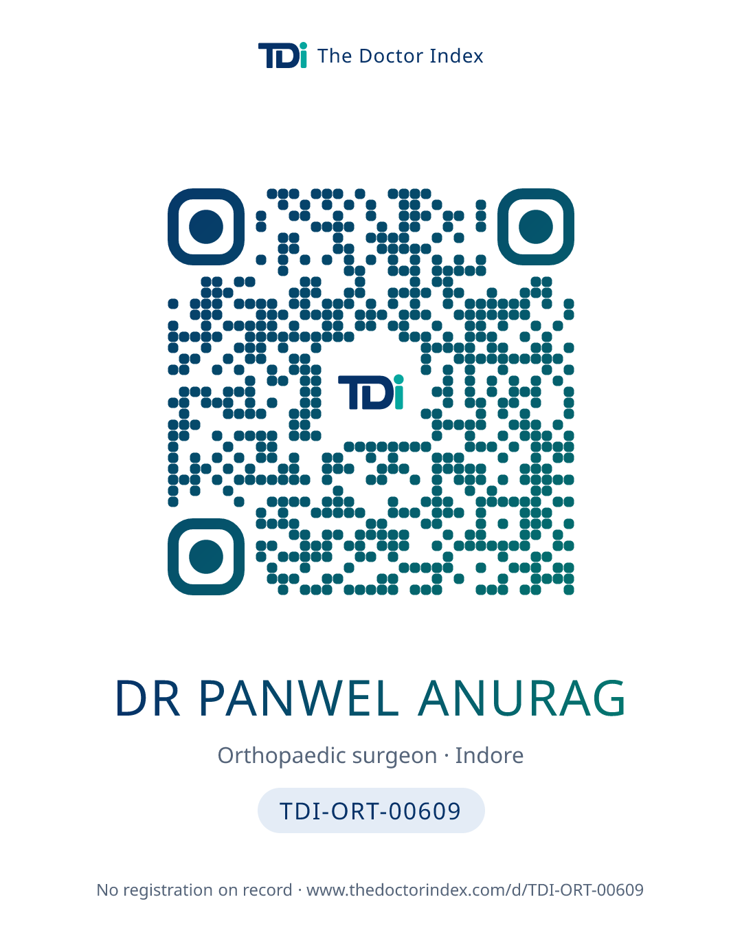 QR card for Dr Panwel Anurag, TDI-ORT-00609