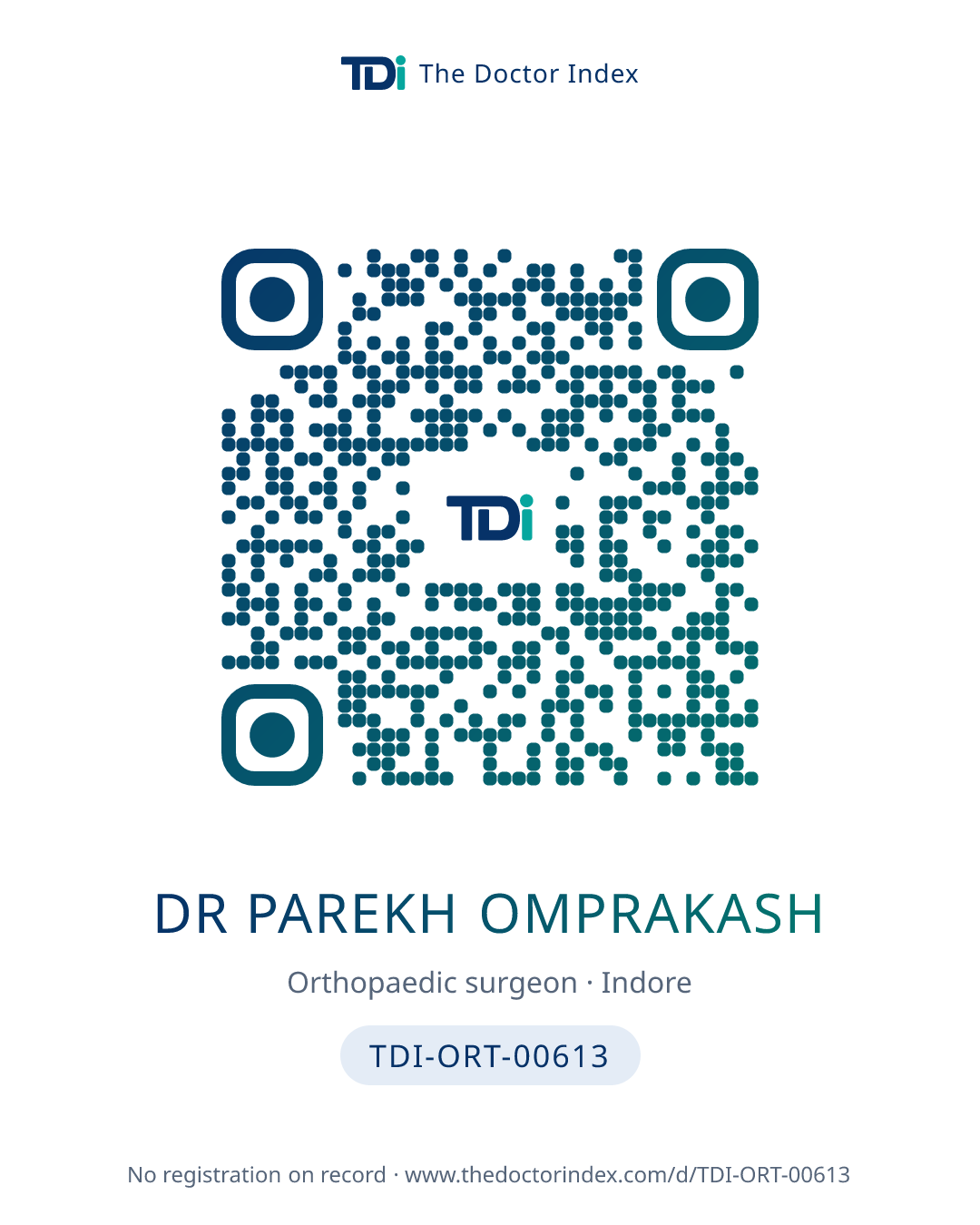 QR card for Dr Parekh Omprakash, TDI-ORT-00613