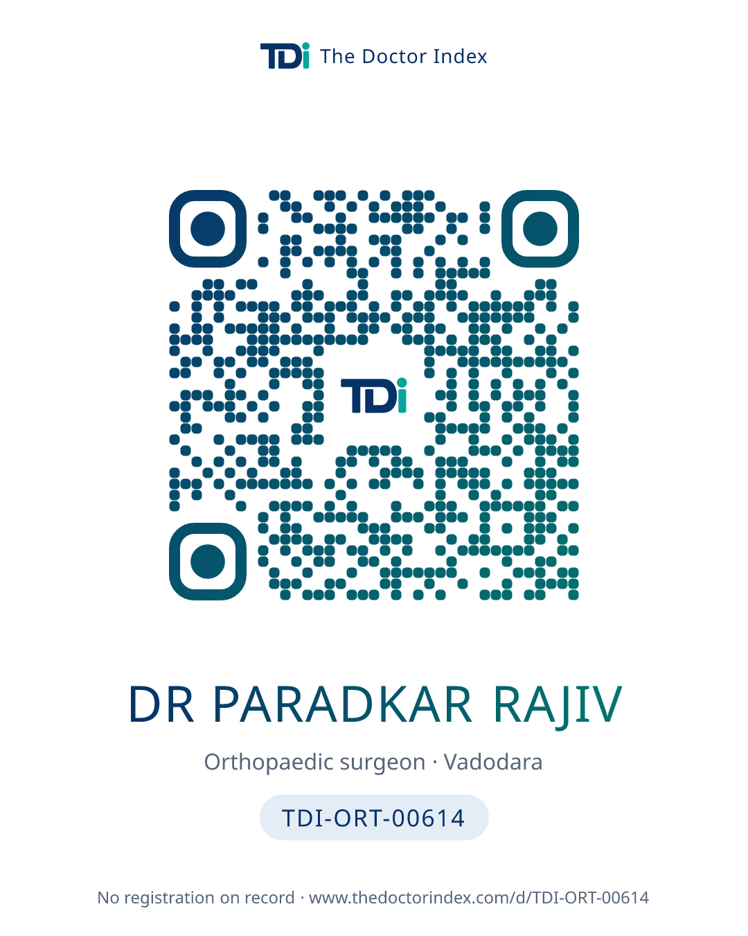 QR card for Dr Paradkar Rajiv, TDI-ORT-00614