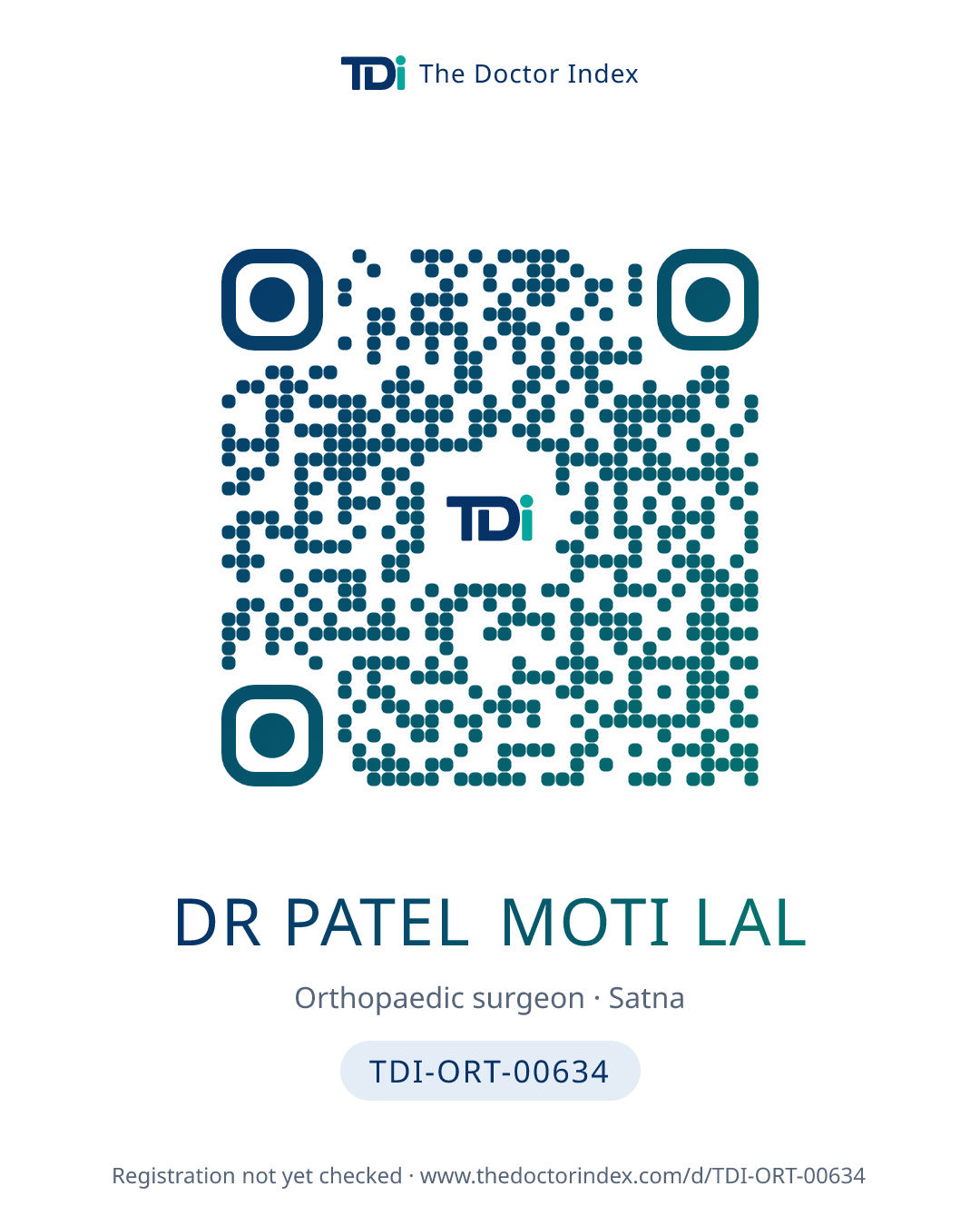 QR card for Dr Patel Moti Lal, TDI-ORT-00634