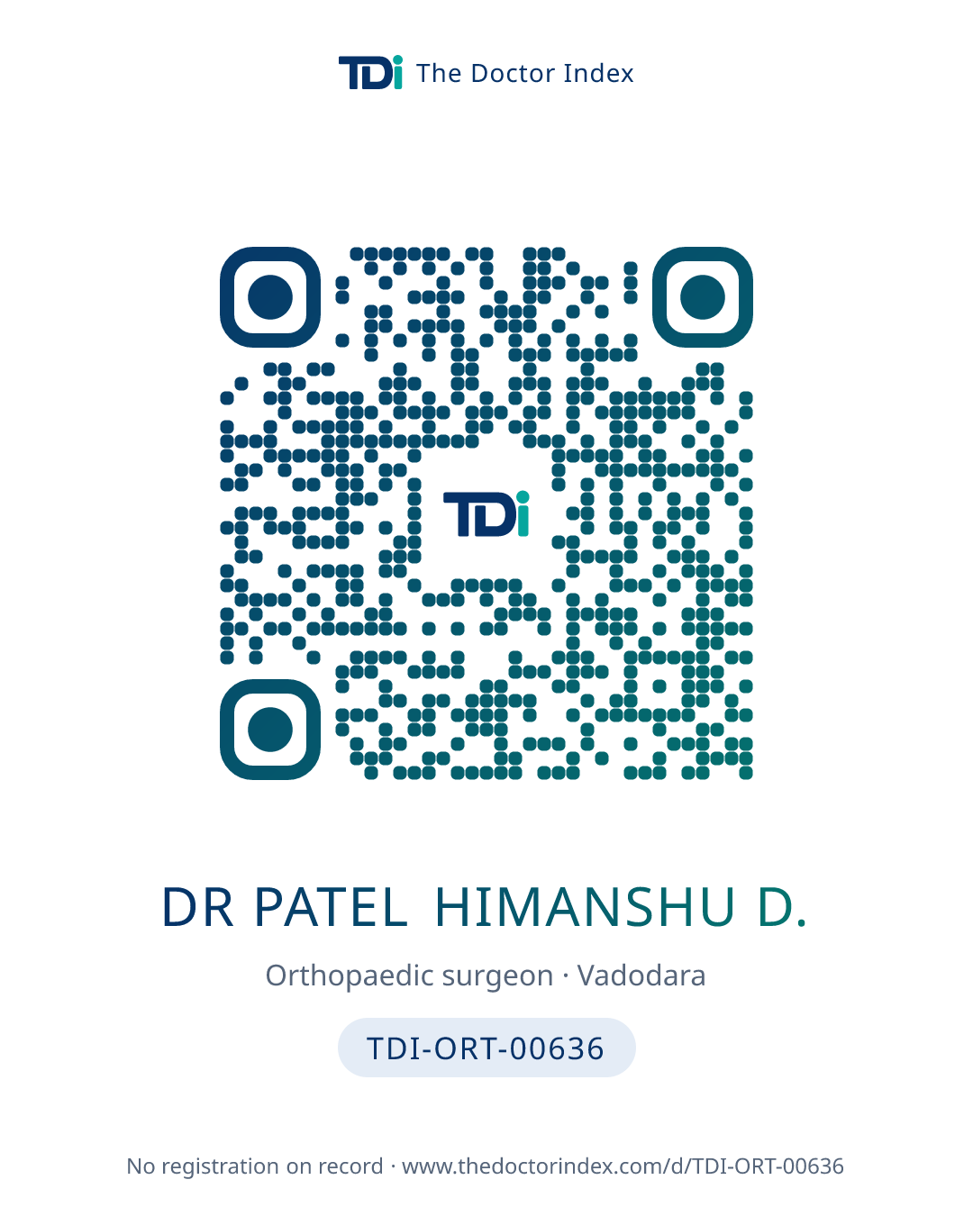 QR card for Dr Patel Himanshu D., TDI-ORT-00636