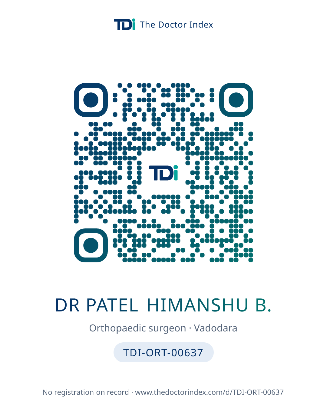 QR card for Dr Patel Himanshu B., TDI-ORT-00637