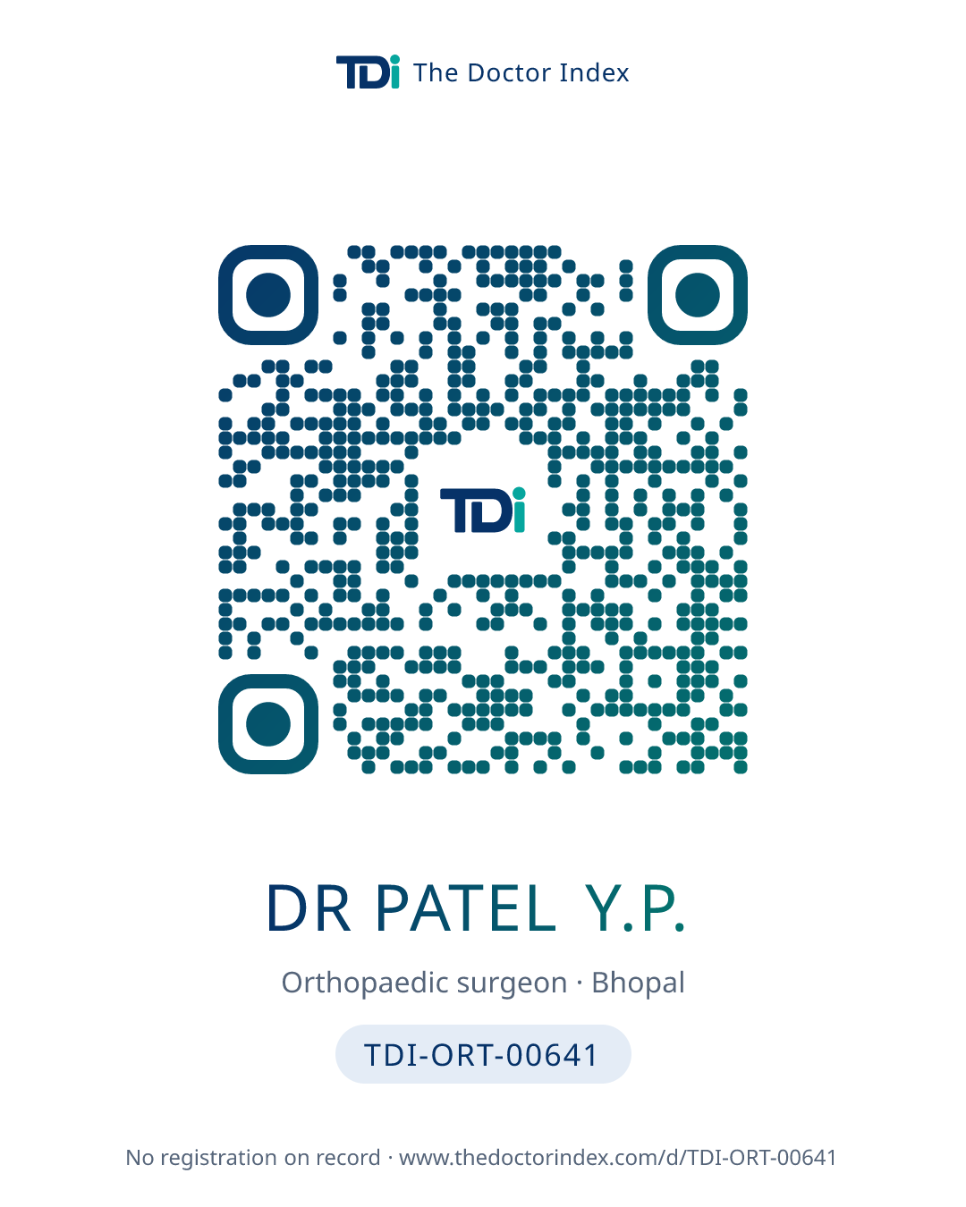 QR card for Dr Patel Y.P., TDI-ORT-00641