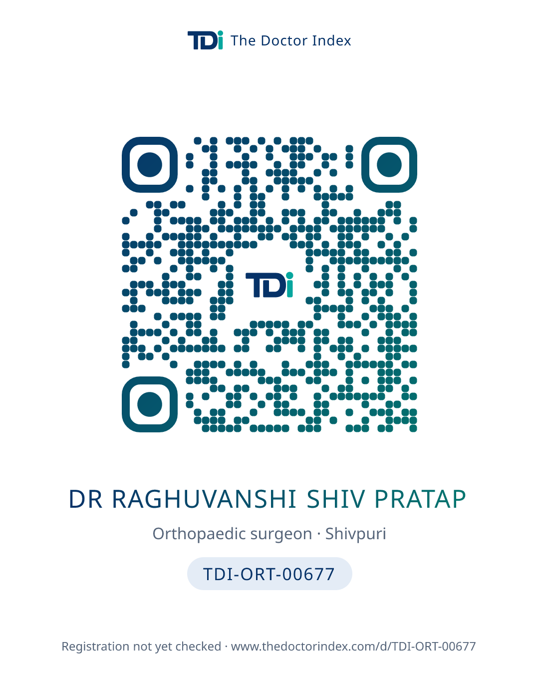 QR card for Dr Raghuvanshi Shiv Pratap, TDI-ORT-00677