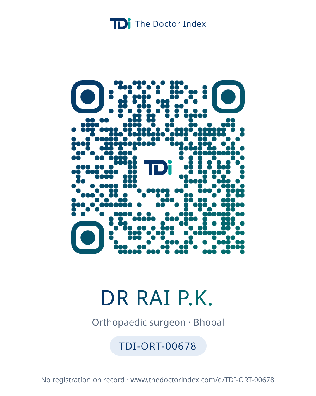 QR card for Dr Rai P.K., TDI-ORT-00678
