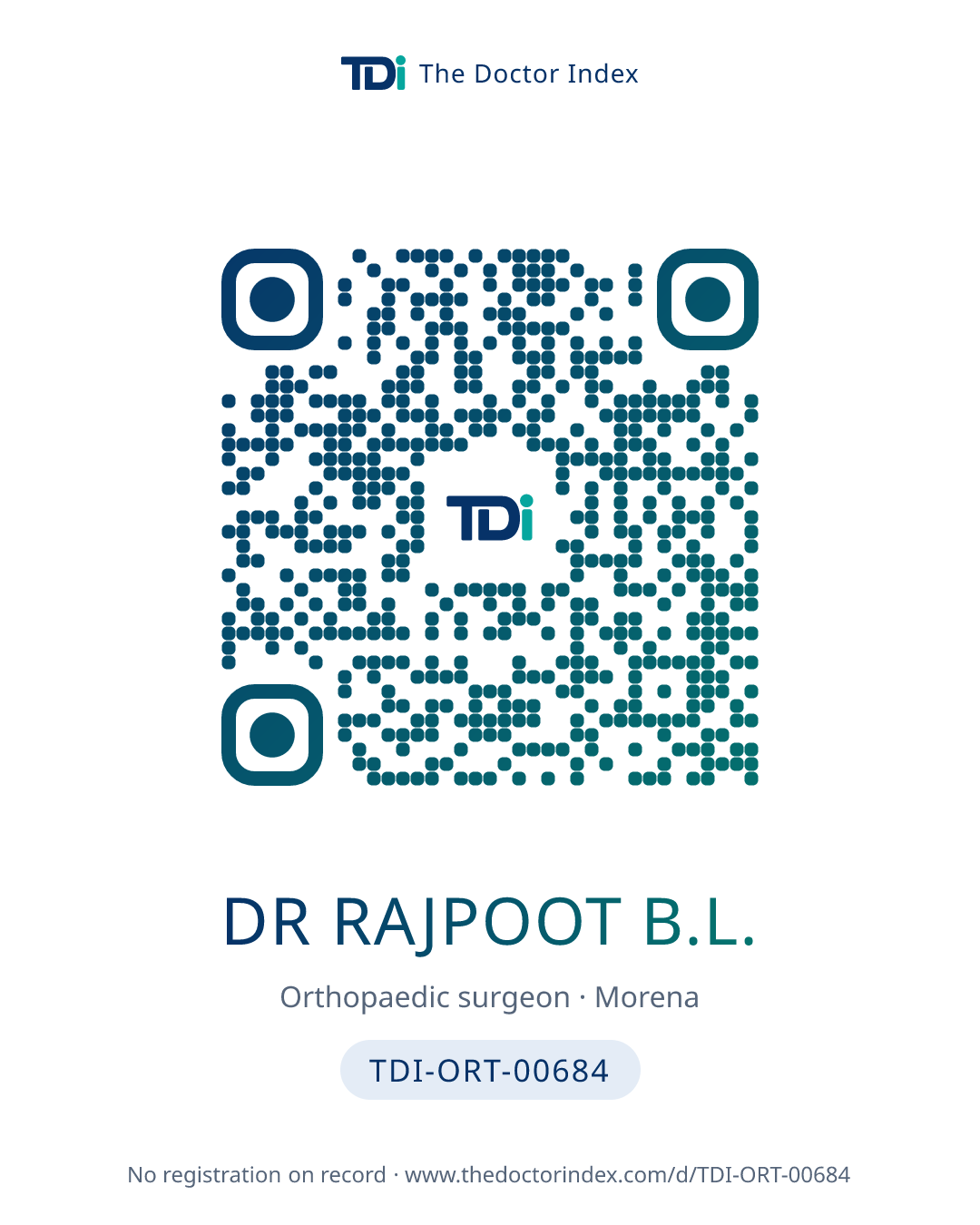 QR card for Dr Rajpoot B.L., TDI-ORT-00684