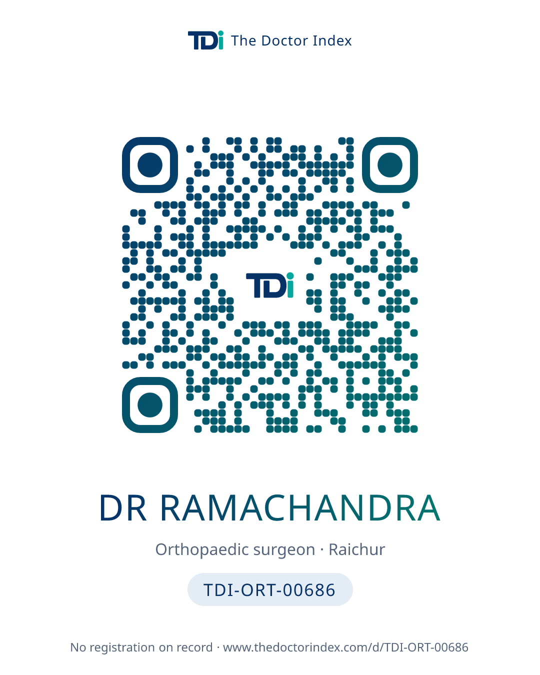 QR card for Dr Ramachandra, TDI-ORT-00686