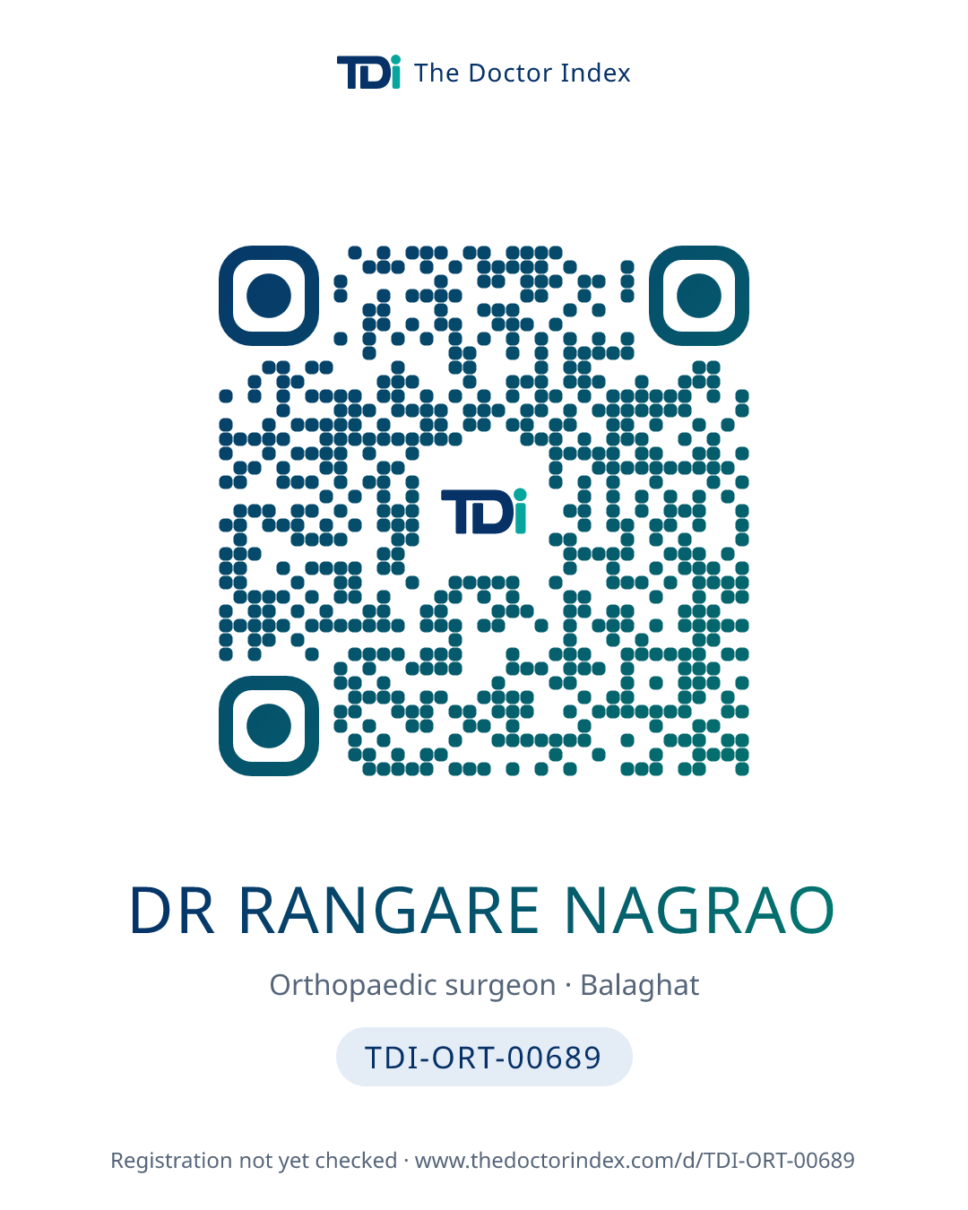 QR card for Dr Rangare Nagrao, TDI-ORT-00689