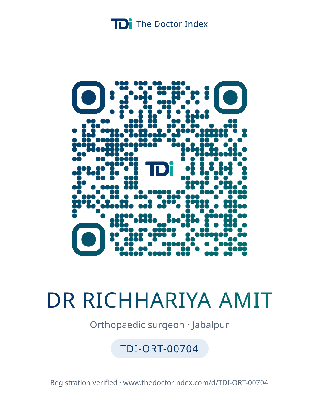 QR card for Dr Richhariya Amit, TDI-ORT-00704