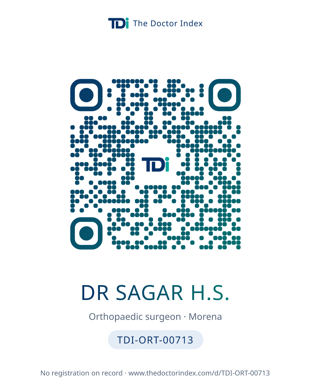 QR card for Dr Sagar H.S., TDI-ORT-00713
