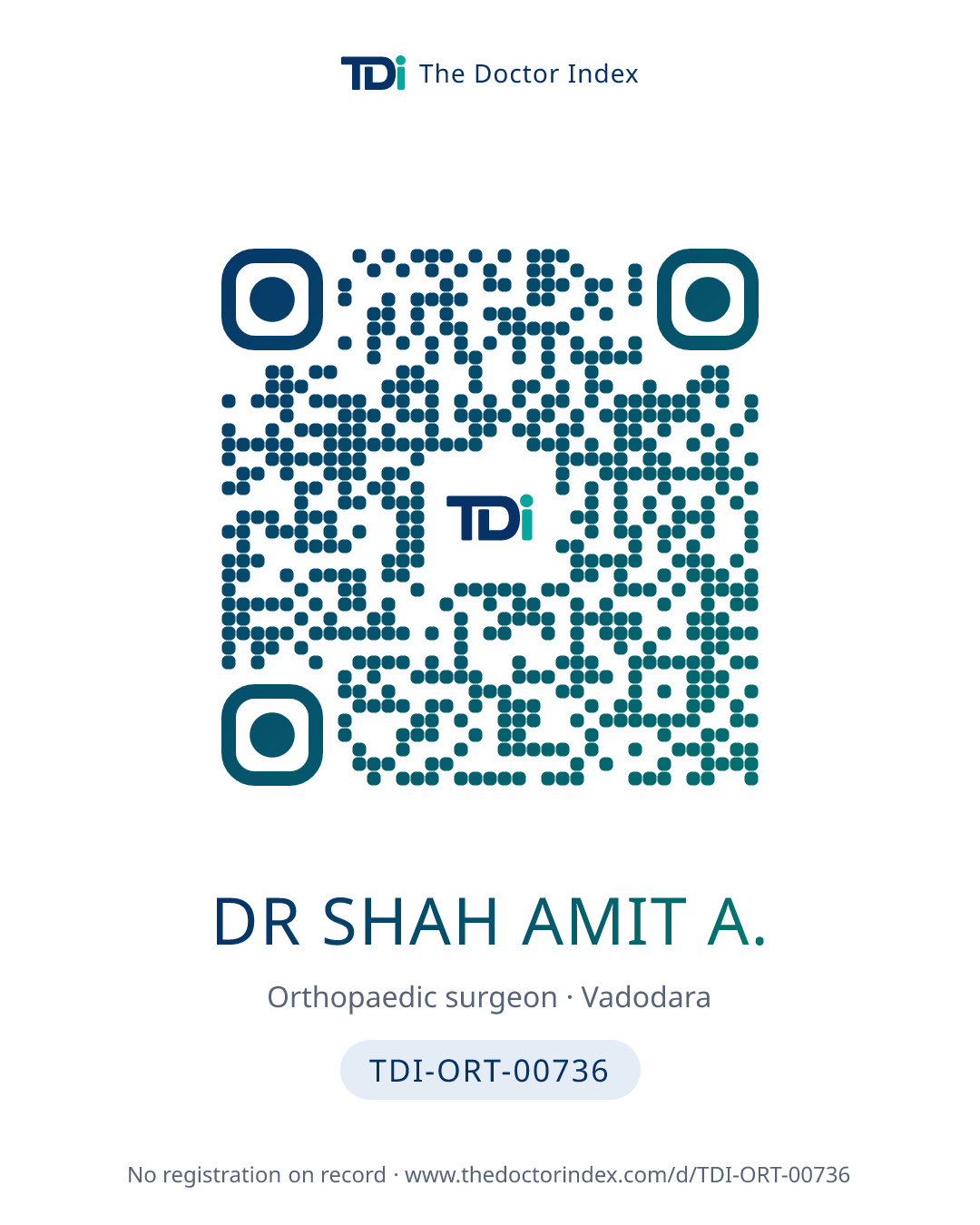 QR card for Dr Shah Amit A., TDI-ORT-00736