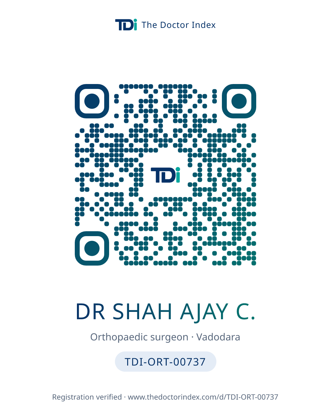 QR card for Dr Shah Ajay C., TDI-ORT-00737
