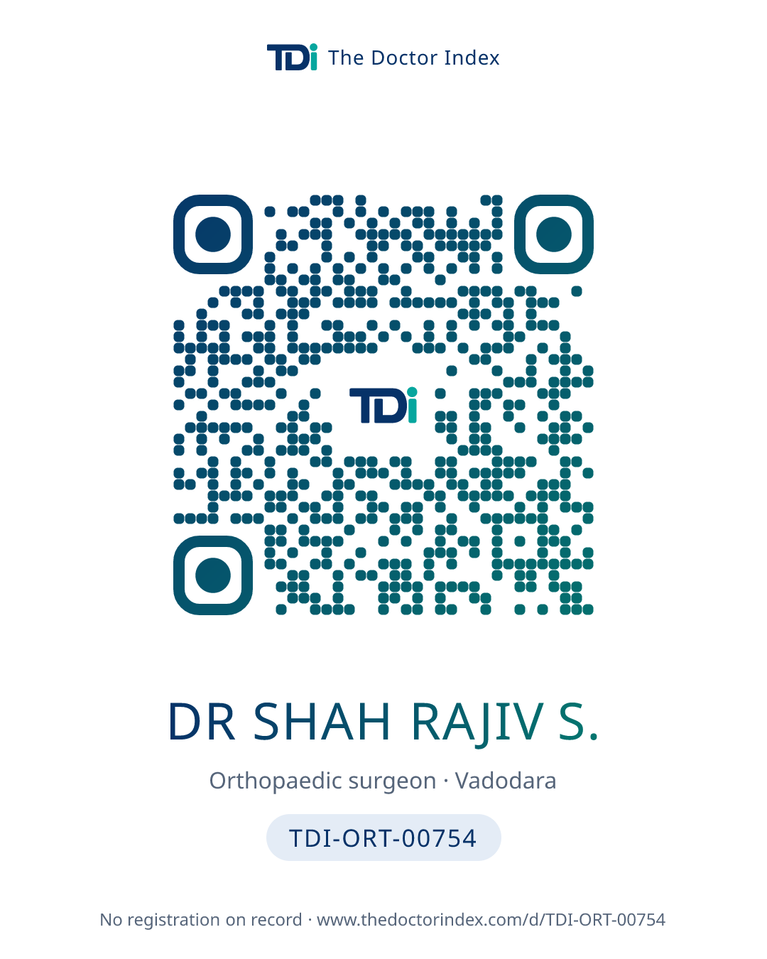 QR card for Dr Shah Rajiv S., TDI-ORT-00754