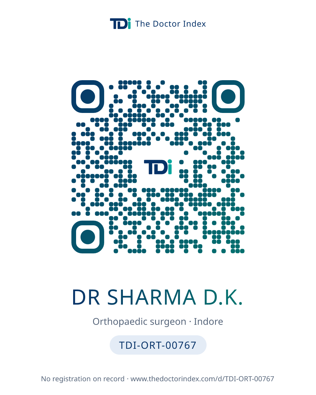 QR card for Dr Sharma D.K., TDI-ORT-00767