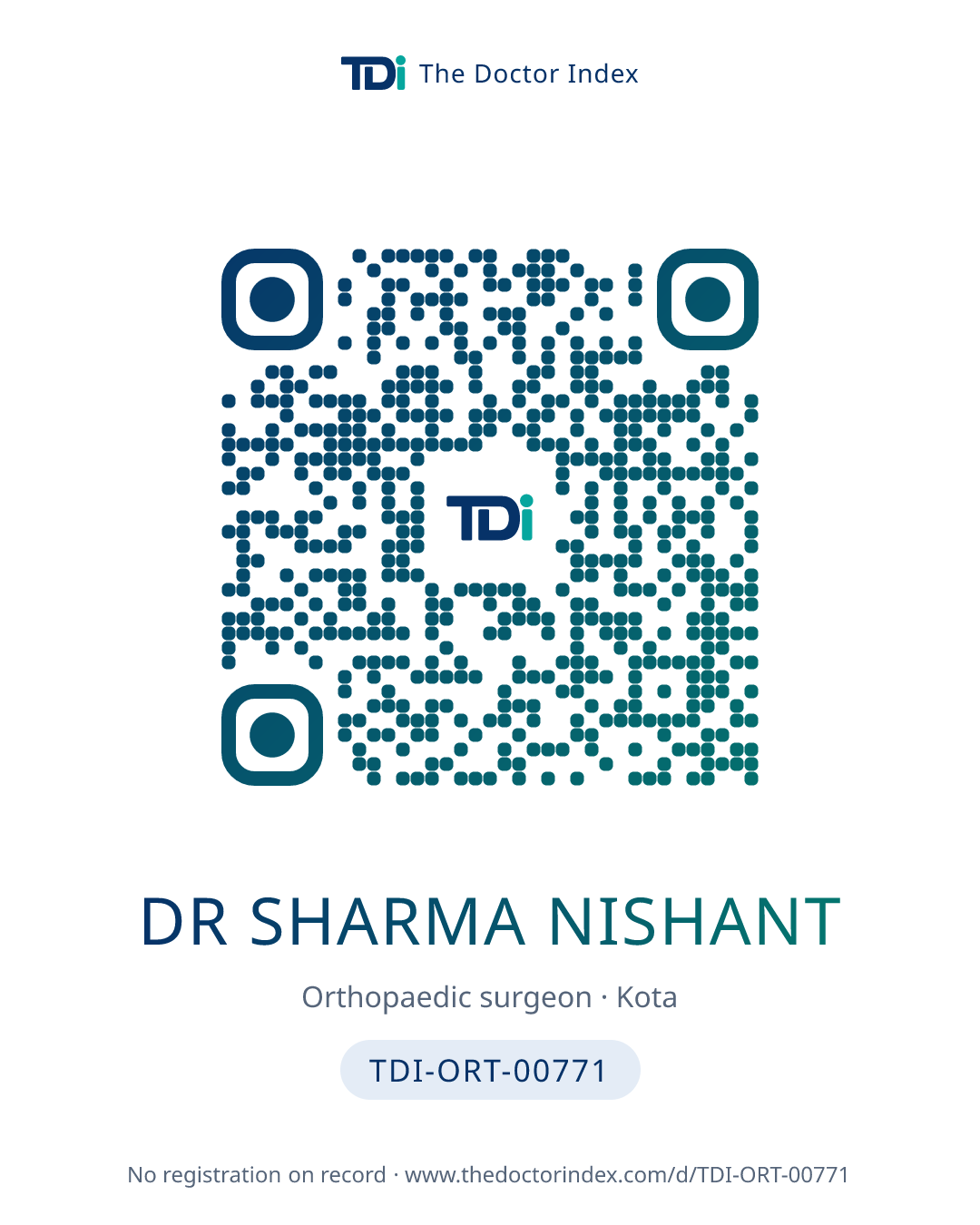 QR card for Dr Sharma Nishant, TDI-ORT-00771
