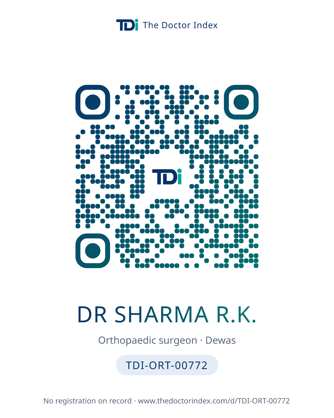 QR card for Dr Sharma R.K., TDI-ORT-00772