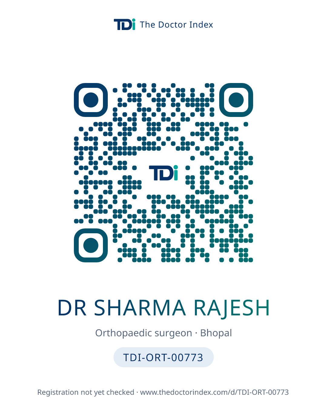 QR card for Dr Sharma Rajesh, TDI-ORT-00773