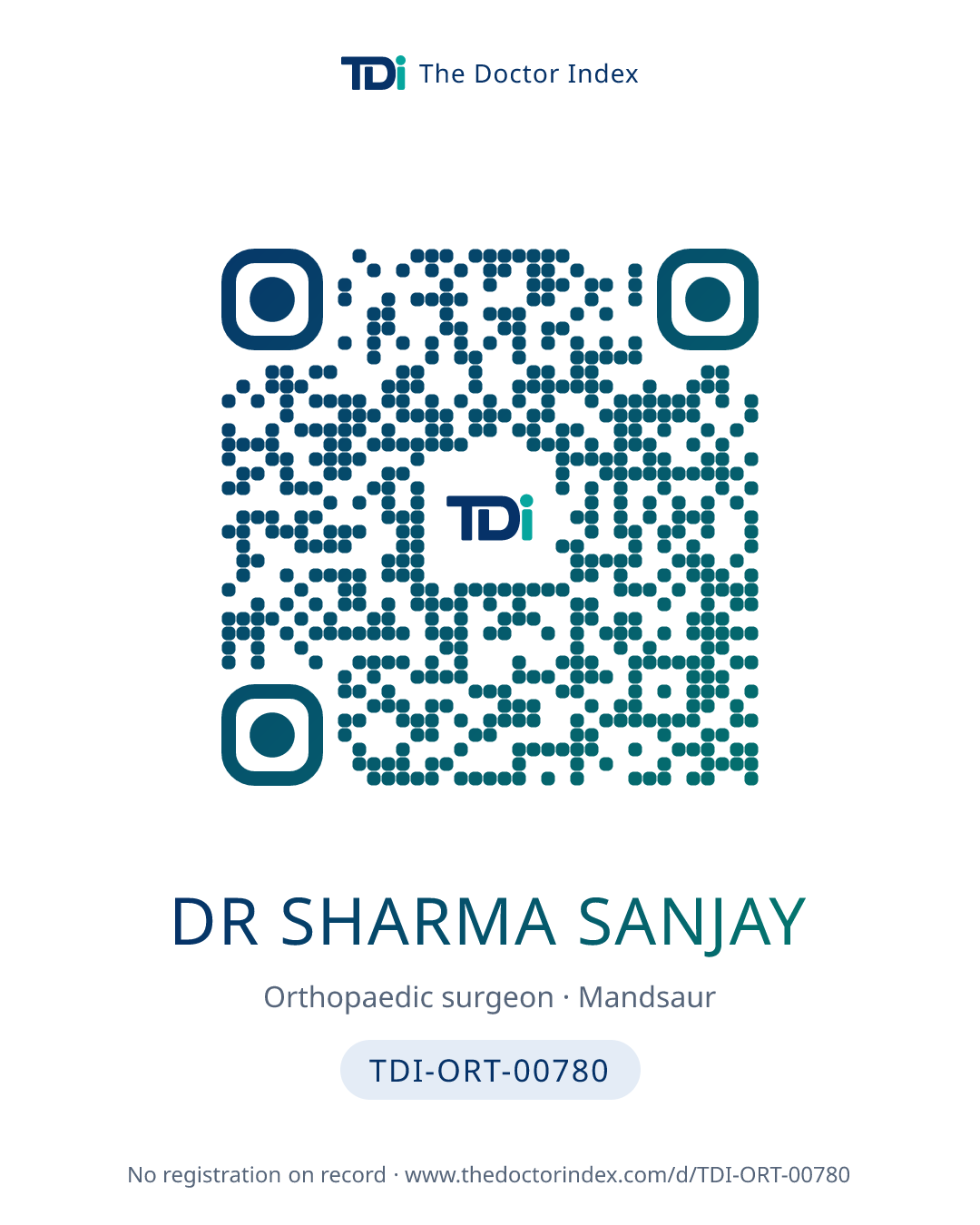QR card for Dr Sharma Sanjay, TDI-ORT-00780