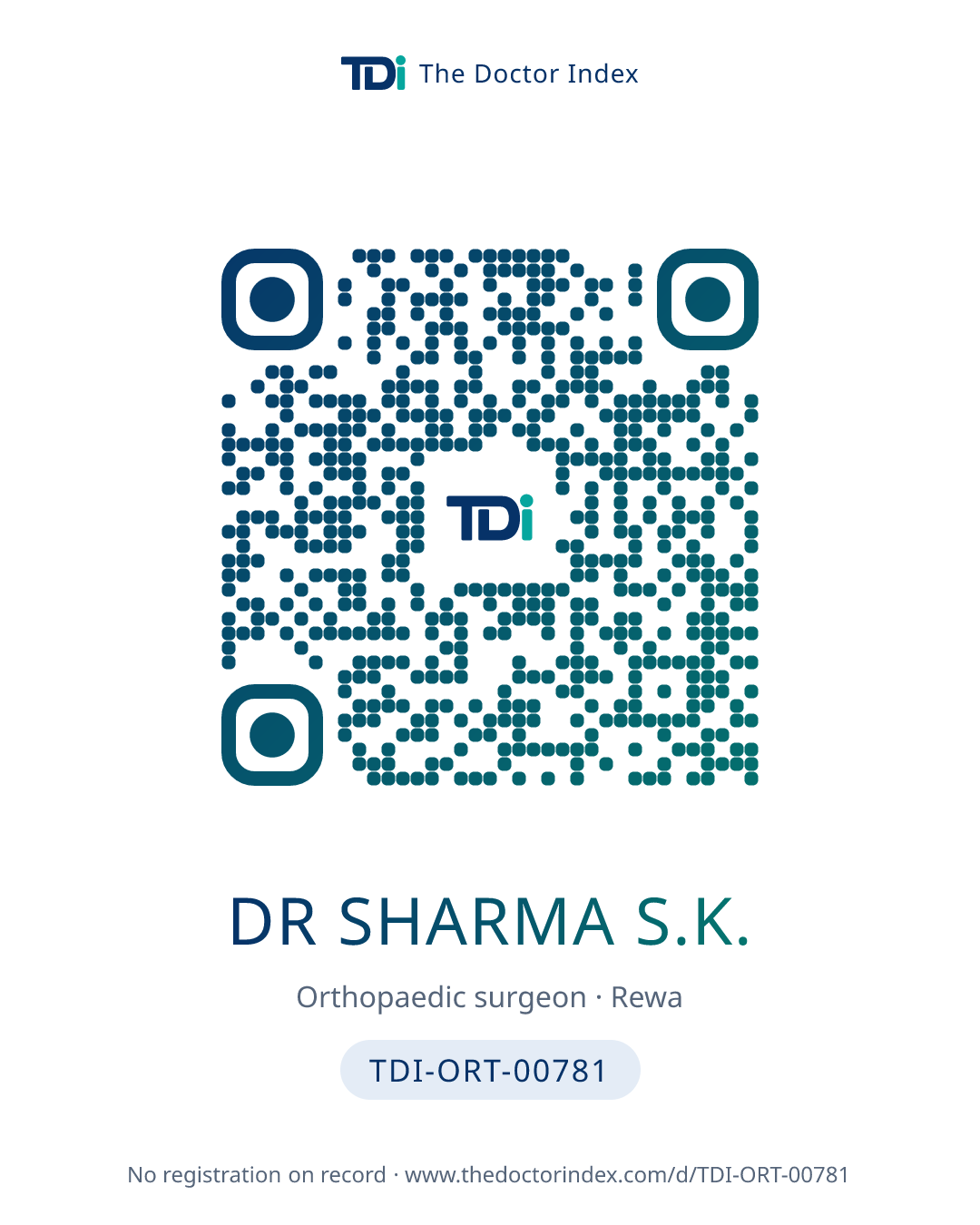 QR card for Dr Sharma S.K., TDI-ORT-00781