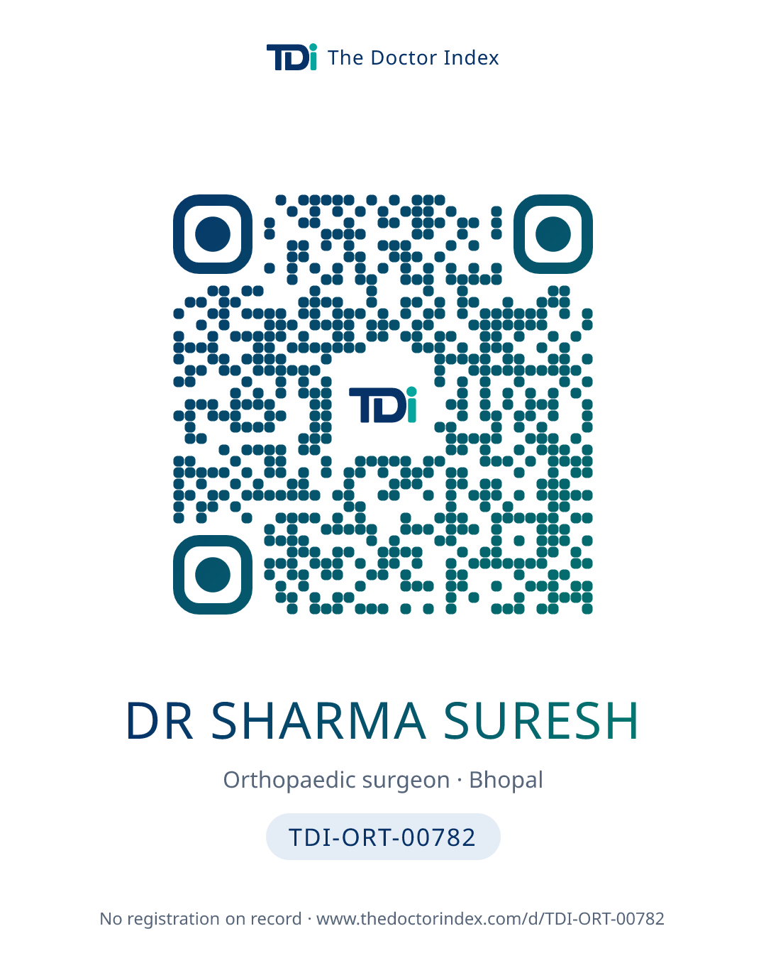 QR card for Dr Sharma Suresh, TDI-ORT-00782