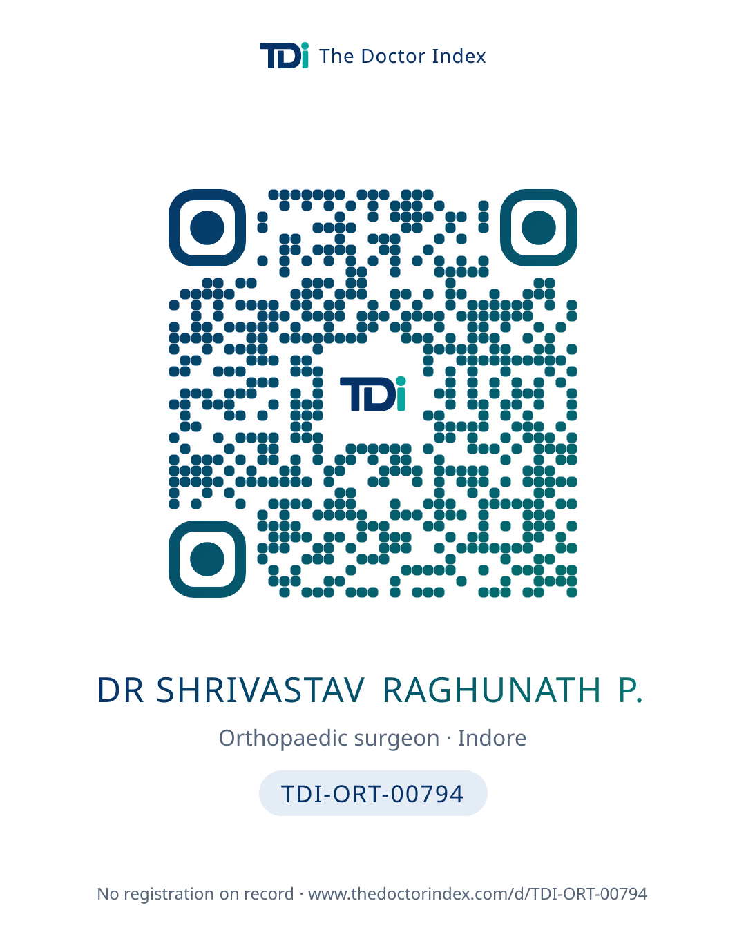 QR card for Dr Shrivastav Raghunath P., TDI-ORT-00794