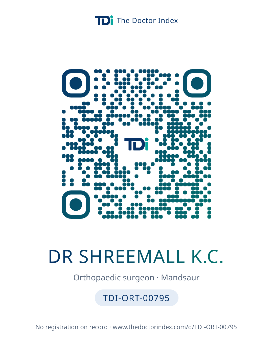 QR card for Dr Shreemall K.C., TDI-ORT-00795